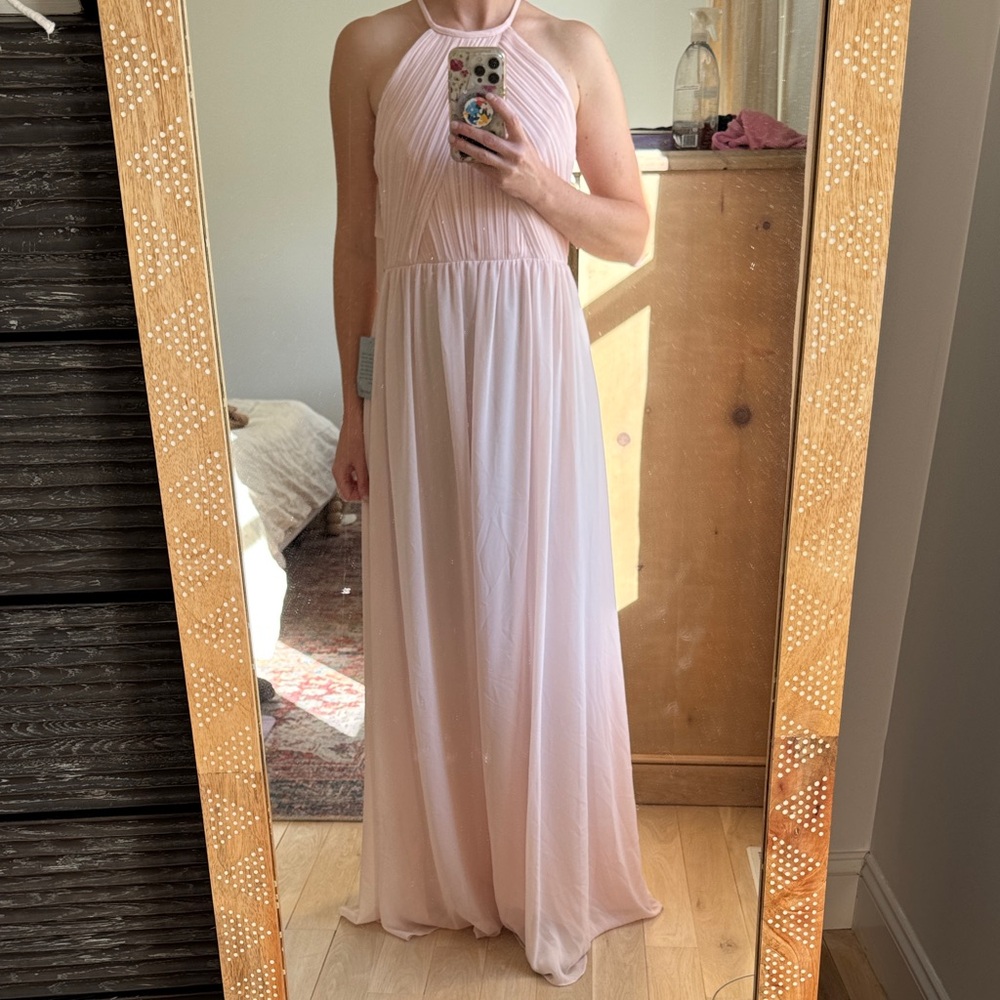 Bill Levkoff Blush Halter Maxi Dress NWT